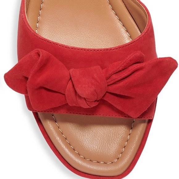 KATE SPADE Lilah Red Suede Knotted Bow Slide Sandals Mules In Lava Falls 7.5 - Picture 5 of 13